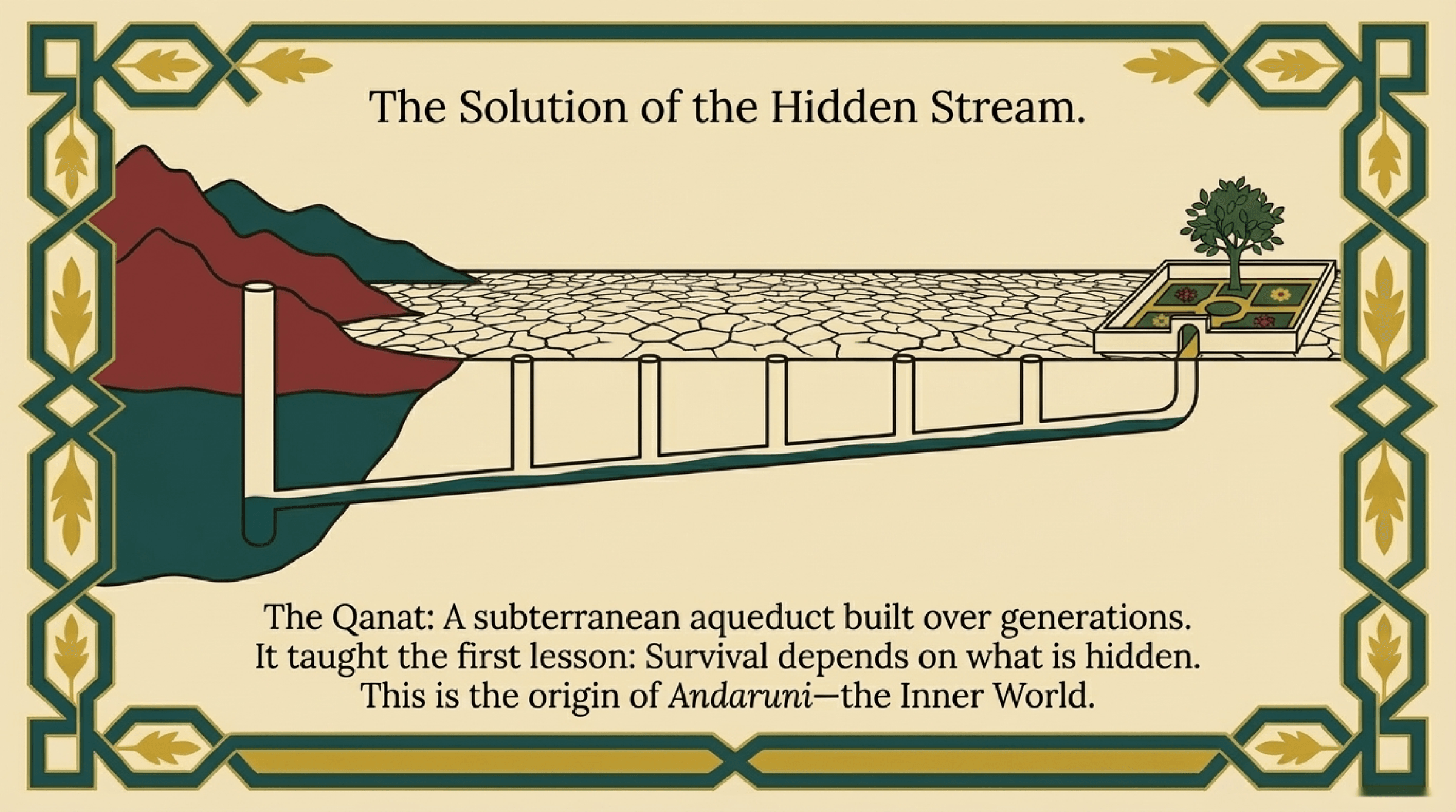 The Qanat: Solution of the Hidden Stream